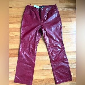 Burgundy Genuine Leather VINTAGE Y2K GAP Bootcut Pants Women's Jeans Sz 14 NWT